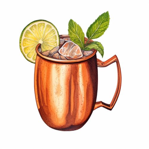 A watercolor of a moscow mule