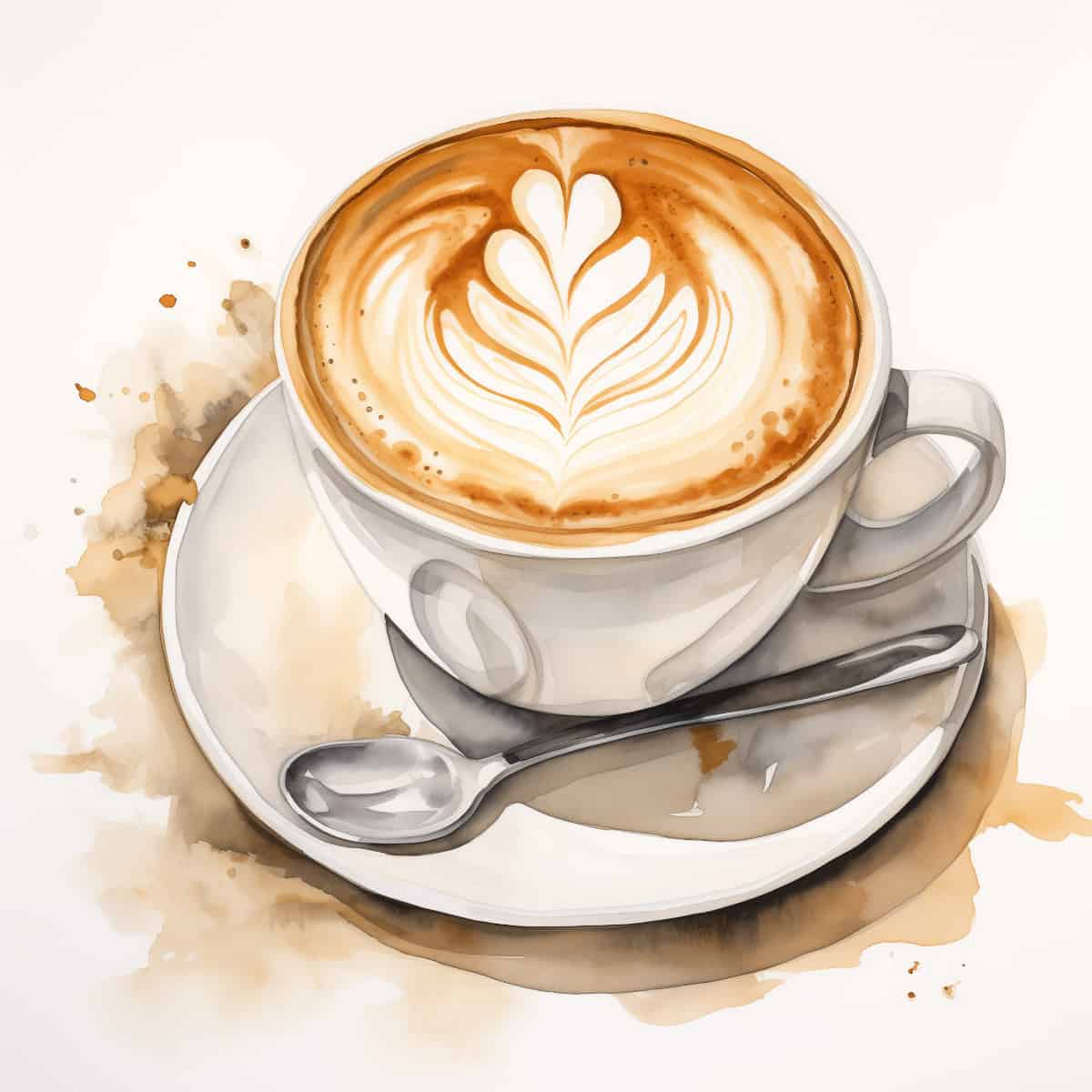 A watercolor of a cappuccino
