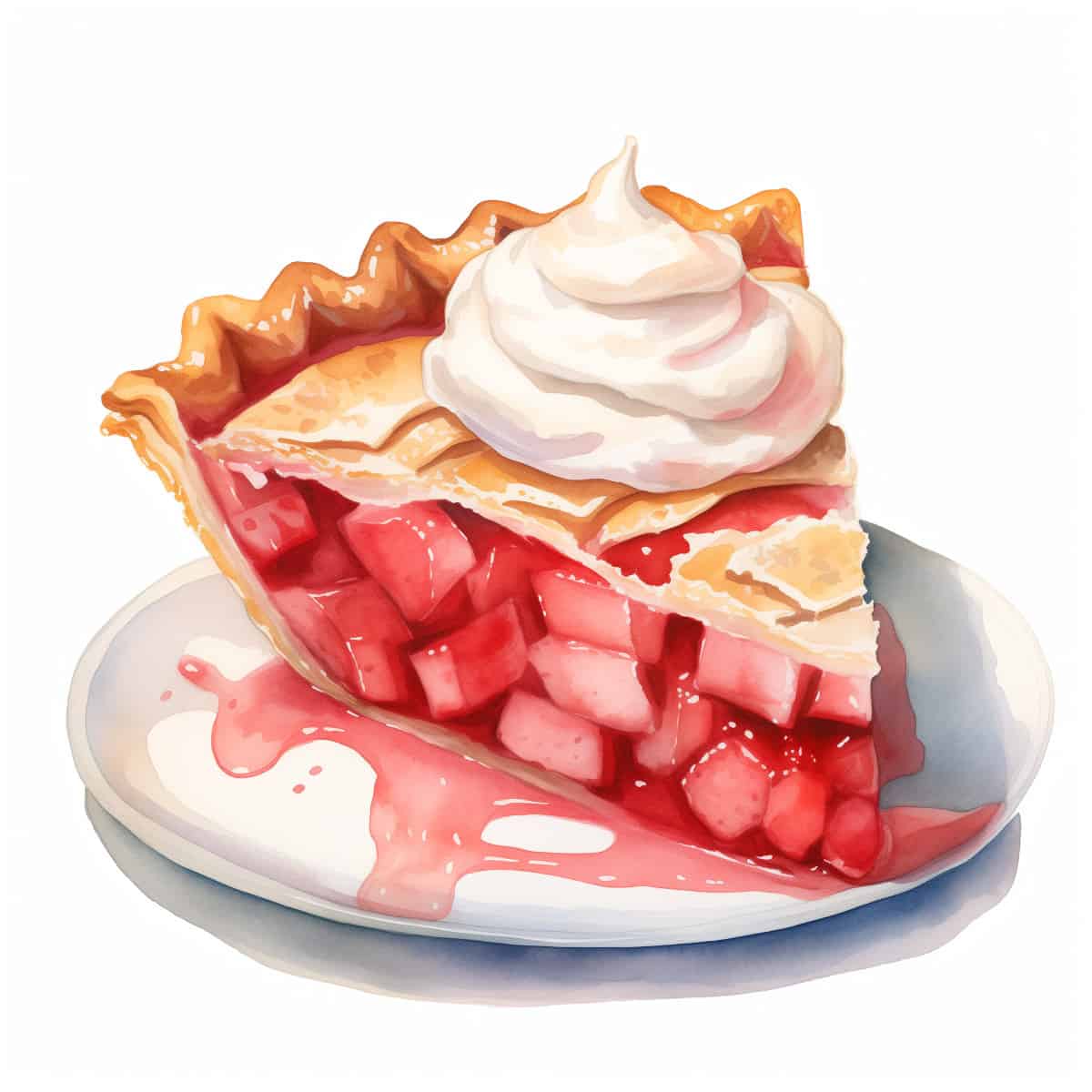 A watercolor of strawberry rhubarb pie